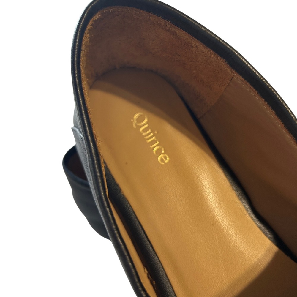 Quince Black Leather Horsebit Loafers Women's Slip On Flats Gold Hardware Size 7 - Picture 5 of 9